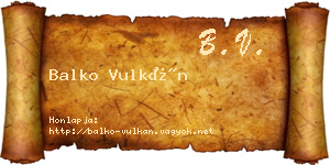 Balko Vulkán névjegykártya